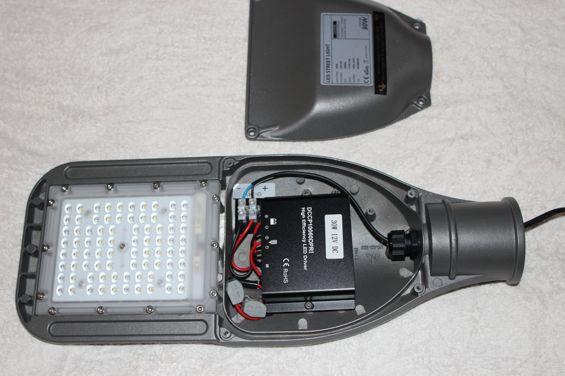 KMini Street Light 12/24 volt imput for use with solar panels and battery systems
